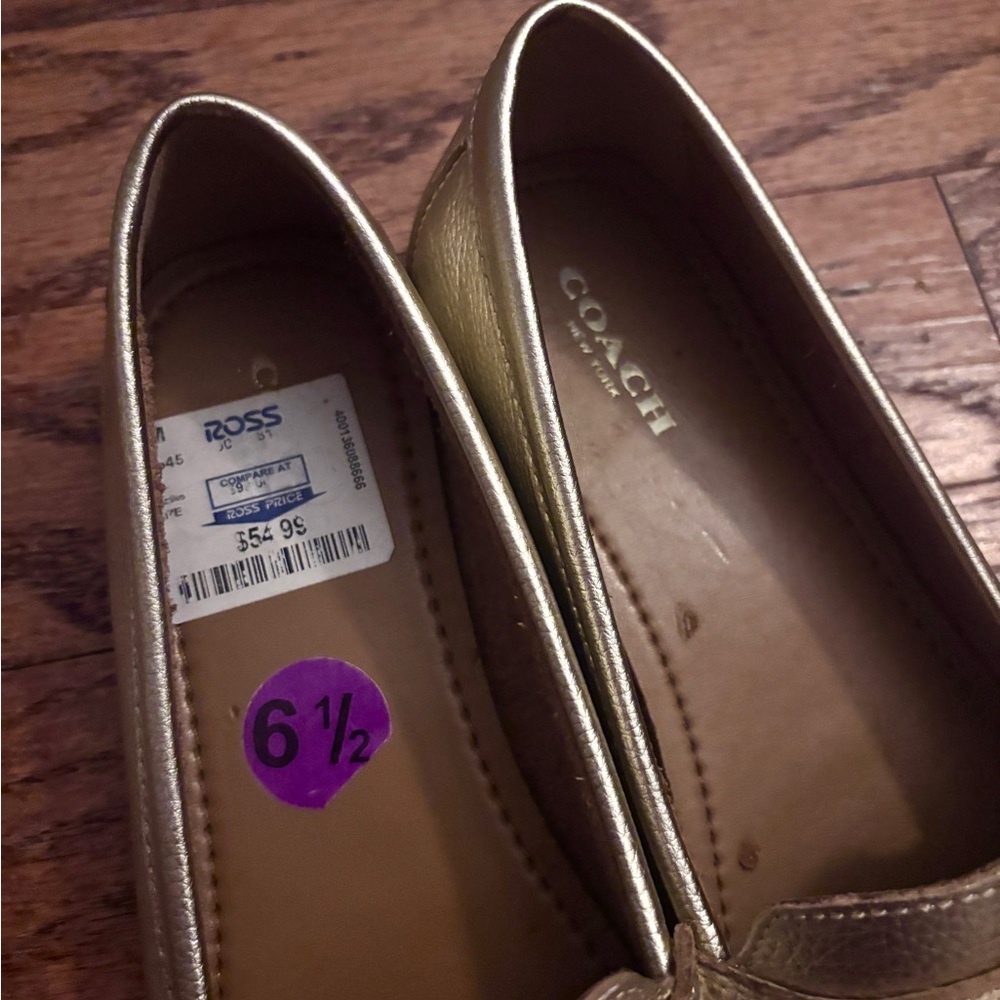 Coach Metallic Gold Penny Loafers - Women's - Picture 4 of 9